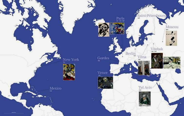 Séjours de Chagall à travers le monde
