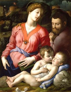  Agnolo di Cosimo, dit Bronzino, La Sainte Famille (Madonna Panciatichi), 1538-1540. Huile sur bois, 117 x 93 cm. Florence, Galleria degli Uffizi. © 2013. Photo Scala, Florence - courtesy of the Ministero Beni e Att. Culturali  