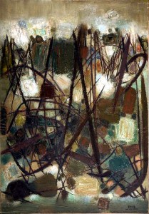 Au bord de la rivière, n° 40 Au bord de la rivière, n°40 1959 Huile sur toile 116 x 81 cm Collection privée © Photo: atelier CTC © Adagp, Paris 2013 
