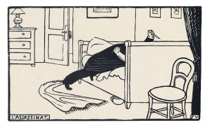 Félix Vallotton, L'Assassinat, 1983, xylographie, 14,7 x 24,5 cm (planche), Paris, Bibliothèque nationale de France, département des Estampes et de la Photographie © BnF, Dist. Rmn-Grand Palais / image BnF