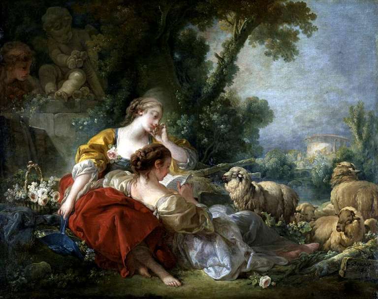 François Boucher (1703-1770) L’Ecole de l’amitié 1760 Huile sur toile, 64 x 80,5 cm Karlsruhe, Staatliche Kunsthalle © Staatliche Kunsthalle Karlsruhe 