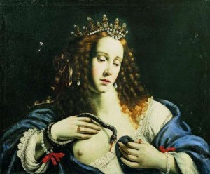 Giovan Francesco Guerrieri Cléopâtre Première moitié du XVIe siècle, huile sur toile 58 x 70 cm Fondation Cassa di Risparmio, Fano 