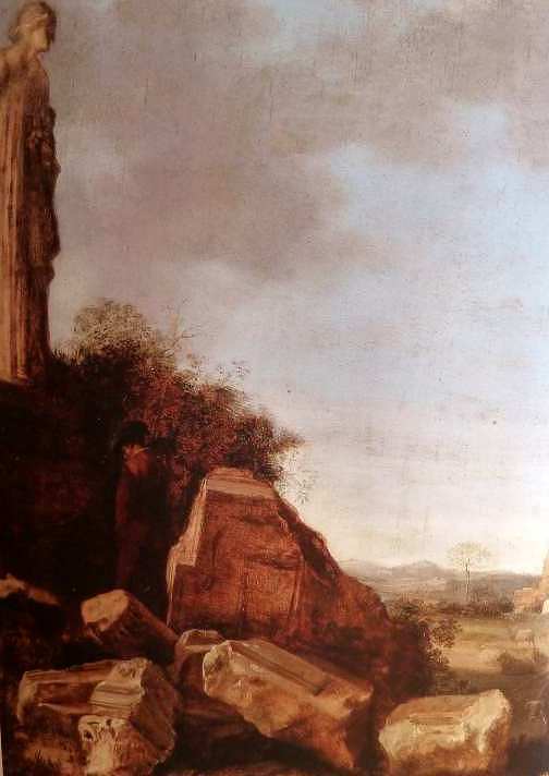 Van Poelenburgh - Paysage de ruines avec scène pastorale