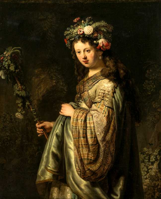 Saskia en Flore 1634 Huile sur toile 125 x 101 cm Saint-Pétersbourg, Musée de l’Ermitage Photograph © The State Hermitage Museum / Vladimir Terebenin